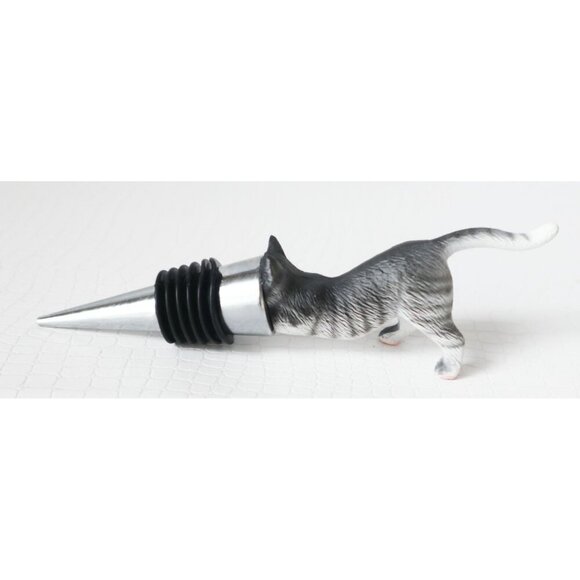 2 Cat Wine Stopper Ashley Nicole Designs Hand Blown & Cat Crawling Into Bottle - Picture 5 of 5